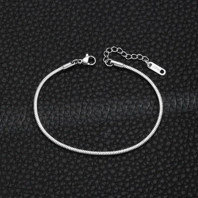 Silberfarben Edelstahl Quadrat Schlangenknochen Kette Armband Titan Stahl Herren