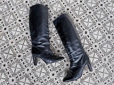 Vintage 70s 80s Jean Rimbaud Black Leather Boots Designer France 8.5M Fits 8