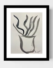 GUAJARDO Original Neo Expressionism Snake Plant 12X9 Paper Signed Art