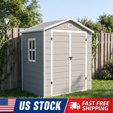 5x3ft/6x4.4ft Outdoor Resin Storage Shed Plastic Garden Shed with Lockable Door