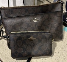 Coach Medium Leather Shoulder Purse and Wallet Set