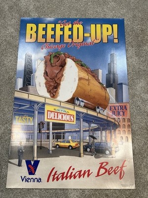 NEW 2009 Vienna Beef Italian Sandwich Beef Up Chicago CTA El Train Poster Sign