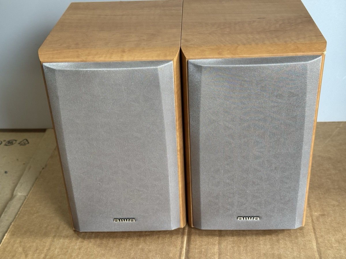 AIWA SX-LEM50 Micro Bookshelf Hi-Fi Stereo Speaker System Oak Gray