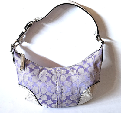 バッグ Vintage Coach Soho Bag Signature Purple Vintage Coach Soho Hobo Bag Purple Signature Jacquard White