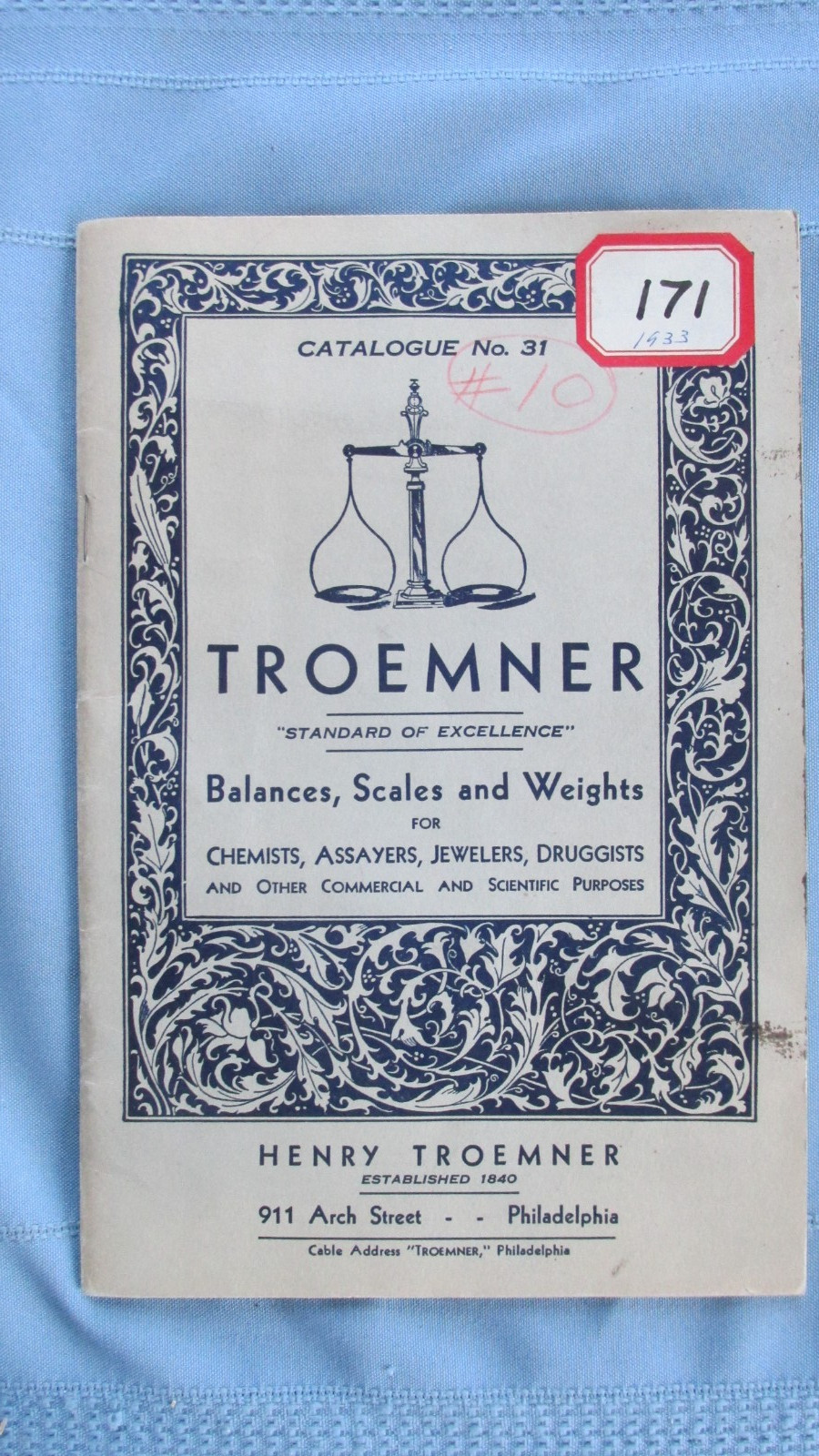 1933 Troemner Balances Scales & Weights Assayers & Chemists Catalog No. 31-