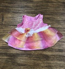 Build A Bear Workshop Fancy Pink Yellow Sequin Dress Lace Bow Satin Tulle