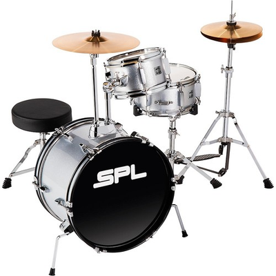 #ad Sound Percussion Labs Lil#x27; Kicker 3 Piece Junior Drum Set Metallic Silver $299.99