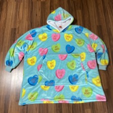 Blanket Hoodie Sherpa Plush Soft Comfy Fleece Oversized Hoodie Pocket Hearts