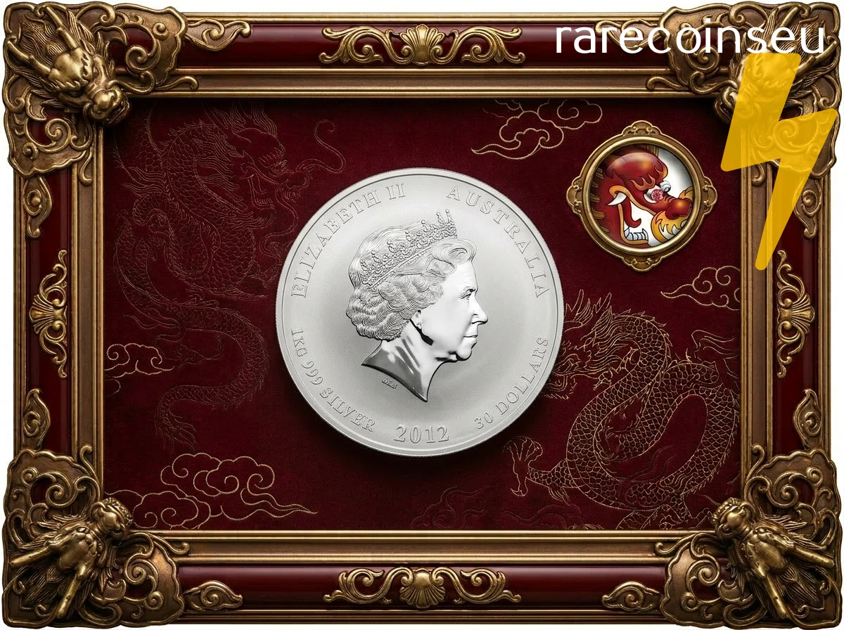 DRAGON Lunar Year Series 1 Kilo Coloured Silver Proof Coin 30$ Australia 2012