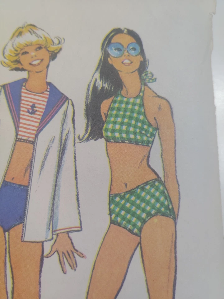 Bathing Suit 11 12 Sailor Jacket Simplicity 5036 Sewing Pattern VTG Two Piece - Image 4 of 4