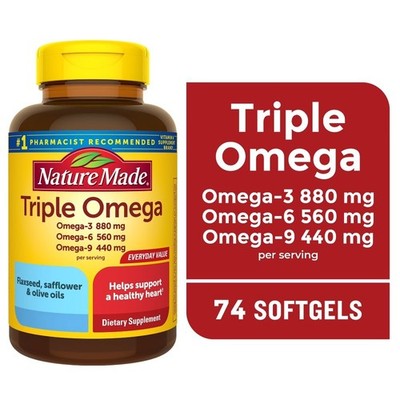 Triple 369 Softgels Dietary Supplement 74 Softgel Capsules Fish Flax