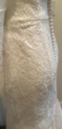 Galina Signature Ivory Beaded Lace Trumpet Wedding Dress David’s Bridal Size 2 - Picture 10 of 15
