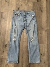 Vintage Levis 501 Jeans Mens 36x32 Distressed Straight Leg Medium Wash Y2K