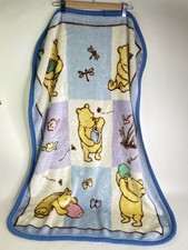 VTG Disney Winnie the Pooh Fleece Baby Blanket Classic Squares Honey Pot