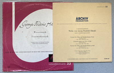 LP+EP: Händel, Wassermusik, Feuermusik und Konzerte Opera 1151 / Archiv 13044 AP