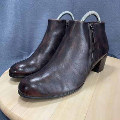 Ecco Shape Ankle Boots Shoes Womens EU39 8-8.5 Brown Leather Zip