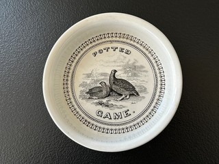 Antique Vintage POTTED GAME Birds & Hunting Dogs Soft Paste Bowl ENGLAND