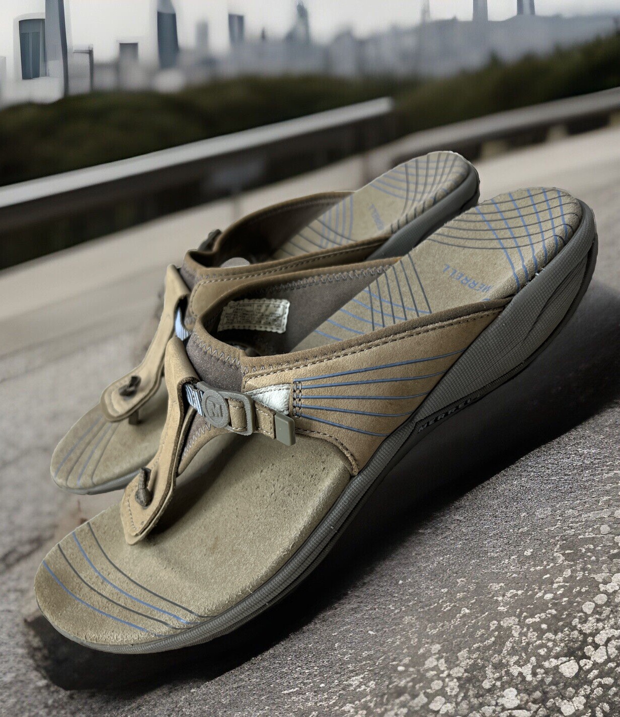 Merrell Pansy Bungee beige performance sandali casual infradito donna taglia 10