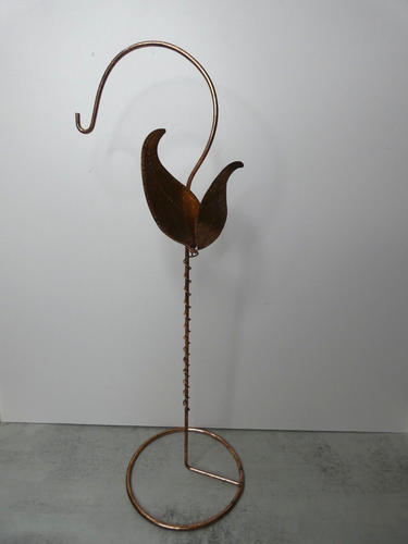 VTG MCM Wound Copper Vine Leaf Banana Hook Holder Stand Small Plant 18" - Picture 4 of 12