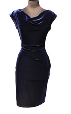 Vince Camuto Cowl Neck Ruche Design Navy Blue Sleeveless Dress Sz 4