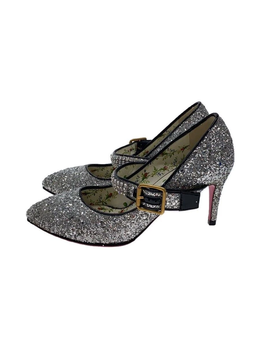 Escarpins GUCCI strass bijou ceinture paillettes 34,5 argent 494234 occasion