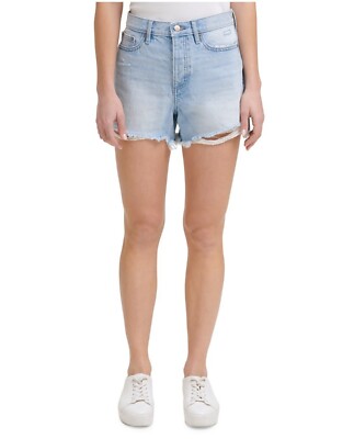 Calvin Klein Jeans Women's Cotton Frayed Denim Shorts High Rise