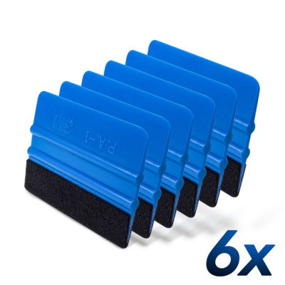 6x 3M squeegee PA-1-B color blue soft incl. felt edge, foil squeegee, felt squeegee