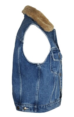 Vintage 90s OLD SCHOOL S Denim Vest Genuine Lambskin Shearling Vintage 90s OLD SCHOOL S Denim Vest Genuine Lambskin Shearling