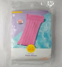 SUN SQUAD Pink Inflatable Pool Float Mattress Built In Pillow New
