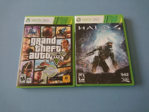GRAND THEFT AUTO V (FIVE) CIB with map & inserts & HALO 4 - Xbox 360 - US Seller