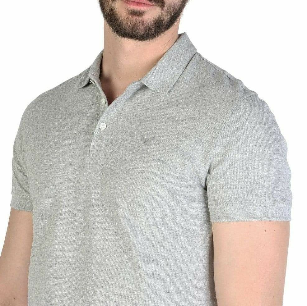 Emporio Armani Mens Polo Shirt, Short Sleeve, Large, Grey, 8N1F12