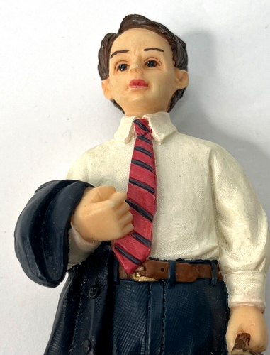 Bambola vintage stile artigianale giovane con valigetta figura in resina 1:12 - Foto 5 di 5