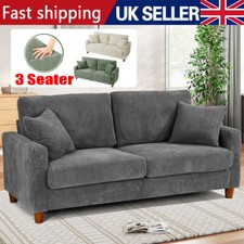3 Seater Corduroy Sofa Jumbo Cord Modern Sofa Couch Seats with 2 Pillows Soft