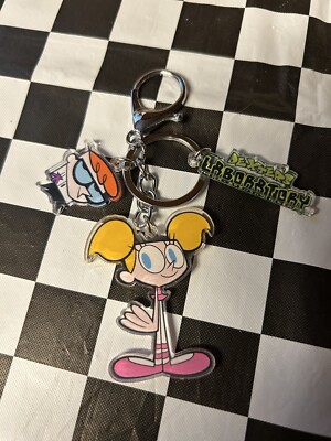 New Cartoon Network DEXTERS LABORATORY Keychain DEE DEE Key Ring PURSE CHARM