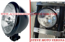 Faro Nero Moto Universale Harley Bobber Cafè Racer Custom Fanale Anteriore 5-3/4