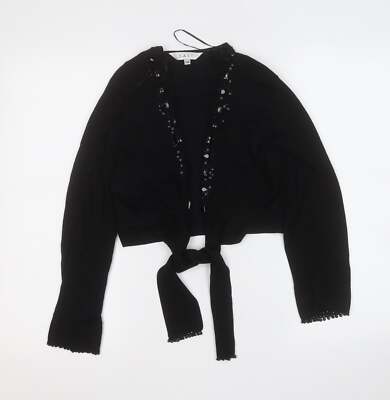 EAST Womens Black V-Neck Viscose Blend Cardigan Size 14