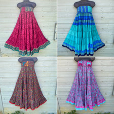 Recyled Silk Sari Skirt/Sundress - Festival Boho Hippie Nomads Wales