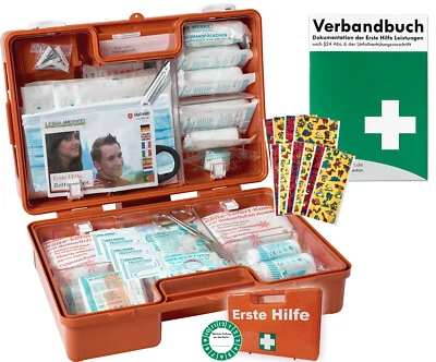 HM ARBEITSMEDIZIN Erste-Hilfe-Koffer KITA -K15- AKTUELLE DIN 13157 für Betriebe + Verbandbuch
