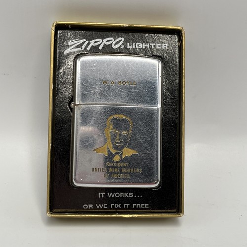 Vintage 1968 Zippo Lighter BOYLE PRESIDENT UNITED COAL MINE WORKERS UMWA - Picture 3 of 10