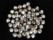 Metallic shiny nickel silver round faceted Plastic Beads 8mm 50pc. pck