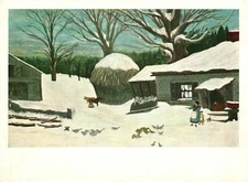 New England Farm In Winter American School Second Half 19th Century Postcard