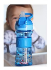 nuby thirsty kids push button flip-it soft spout on the go water bottle with...