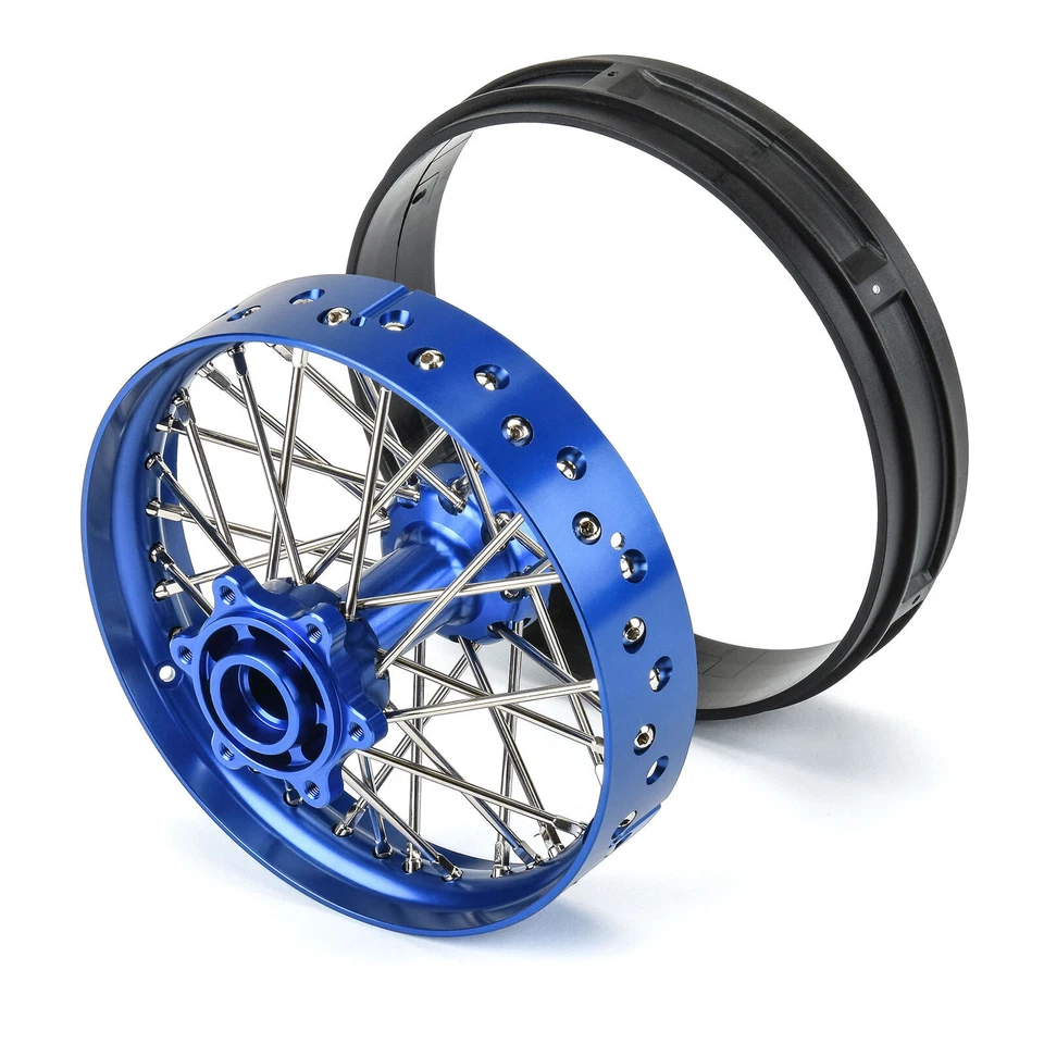 Pro-Line PRO283700T1 1/4 Alum V2 Bead Rear Wheel Blue/Blue (1) for Promoto-MX - Image 3 of 4