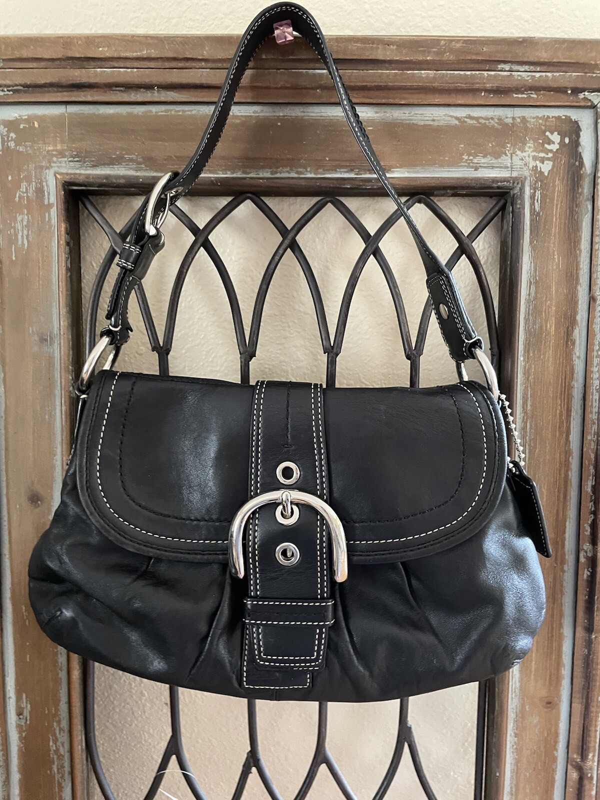 Coach Black Leather Hobo Shoulder Bag With Buckle No.… Gem