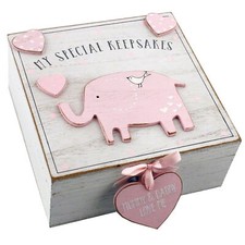 Baby Keepsake Box - MDF - White Pink - My Special Keepsakes