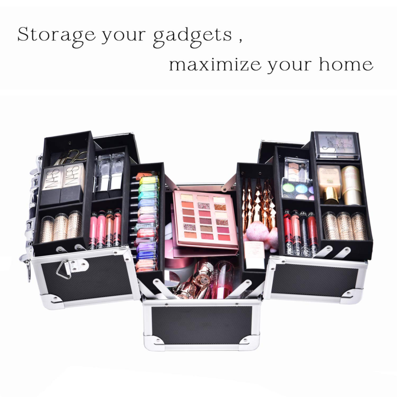 Frenessa Makeup Train Case Large Cosmetic Box 6 Tier Trays with
