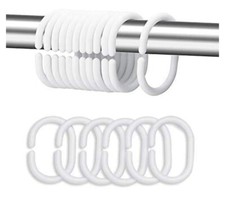BIAŁE Zasłona prysznicowa PIERŚCIENIE Plastikowy zestaw haczyków Pierścienie Kształt C Dobra jakość Trwałe