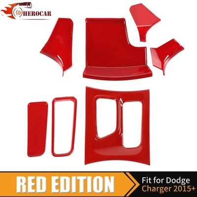 7x Red Center Gear Shift Storage Box Trim for Dodge Charger 2015-23 Accessories