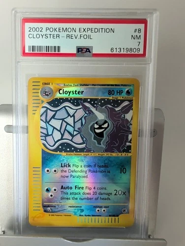2002 POKEMON EXPEDITION #42 CLOYSTER REVERSE HOLO PSA 7