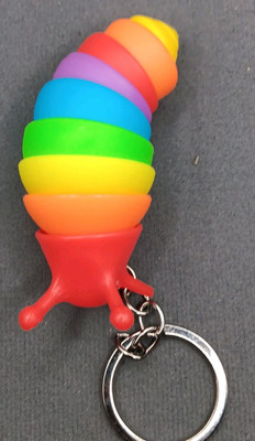 Multicolored Rainbow Caterpillar  Fidget Sensory Toy Keychain On The Go